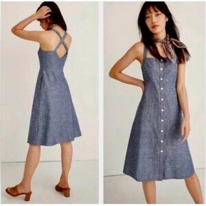 Madewell Women's Size 16 Chambray Tank Button Front Midi Dress EUC $118 L3316